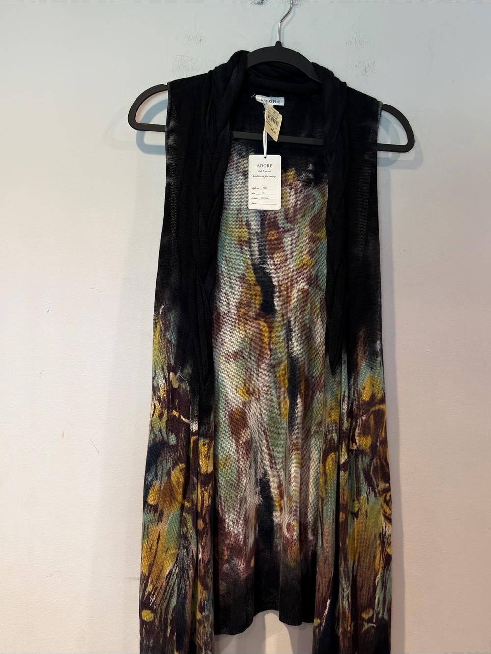 Adore Black Multicolor Printed Sleeveless duster Vest